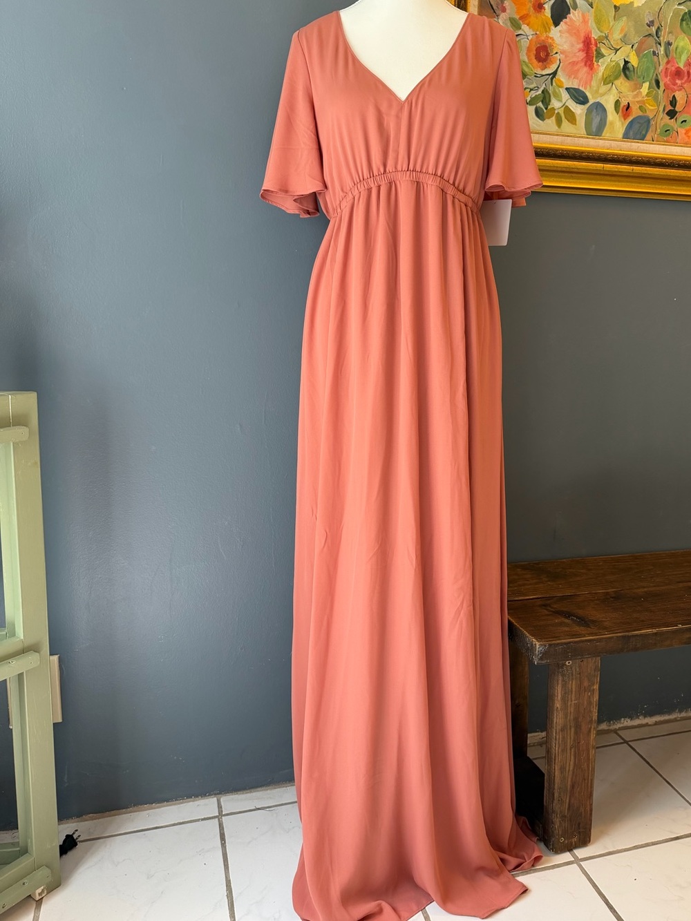 Show Me Your MuMu V-Neck Maxi Dress in Dusty Coral
